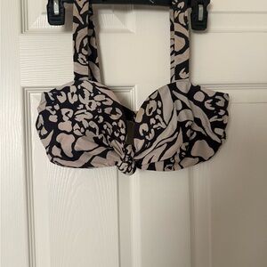 Beach Riot Black and Cream Floral Bikini Top